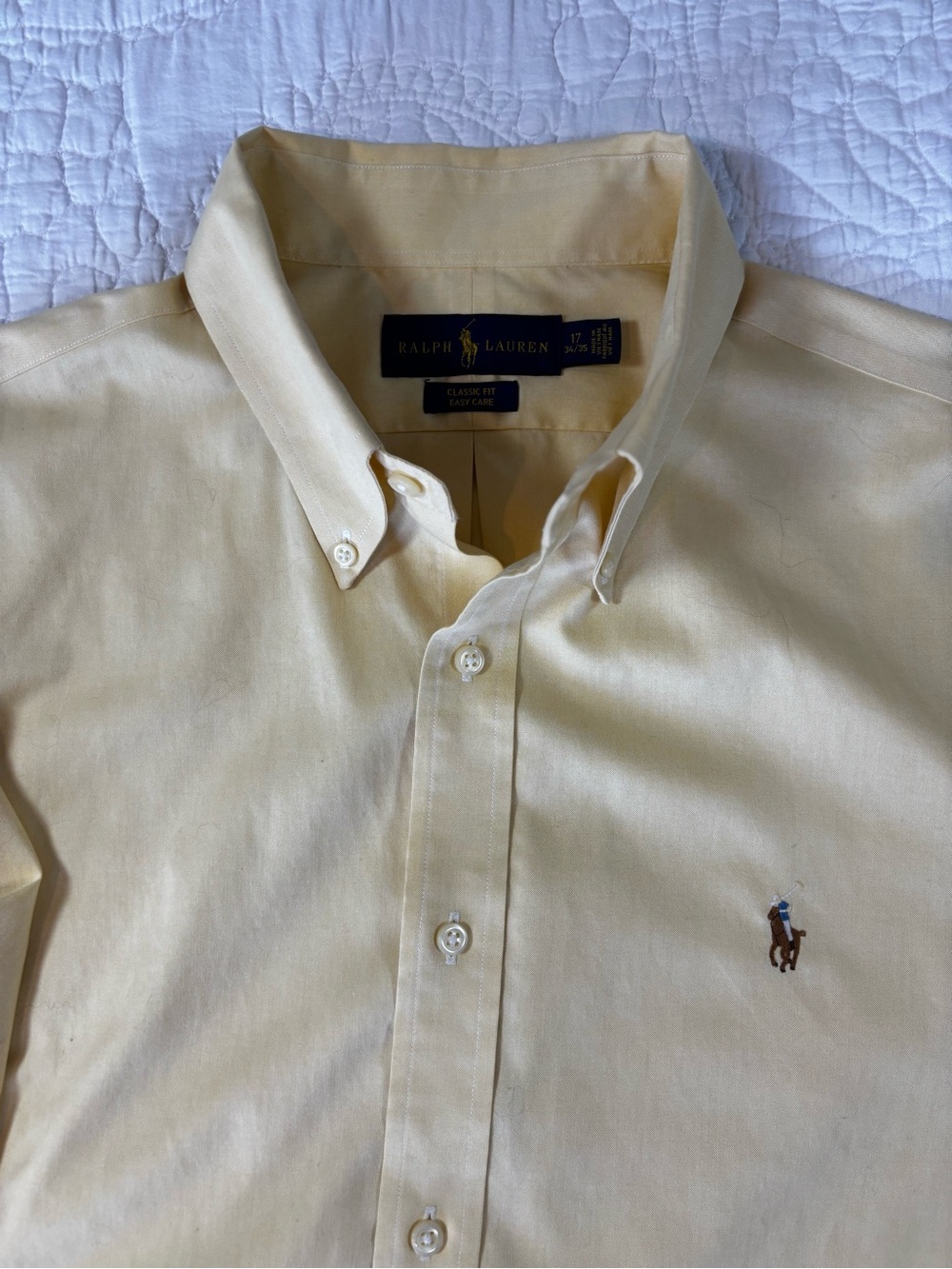 Ralph Lauren Men’s Button-Down Shirt in Light Yellow with Polo Logo